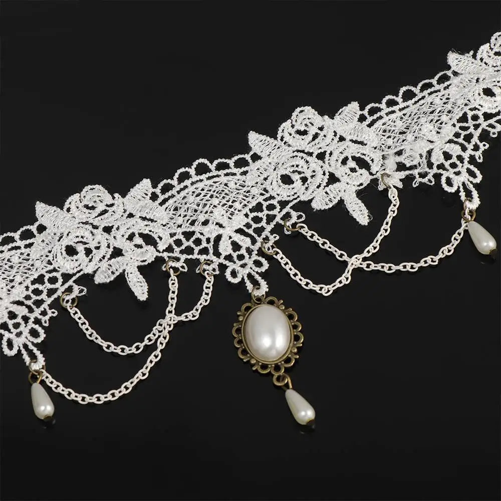 Punk Lace Pearl Choker Necklace – Bridal Wedding Jewelry Choker Necklace PLUSH
