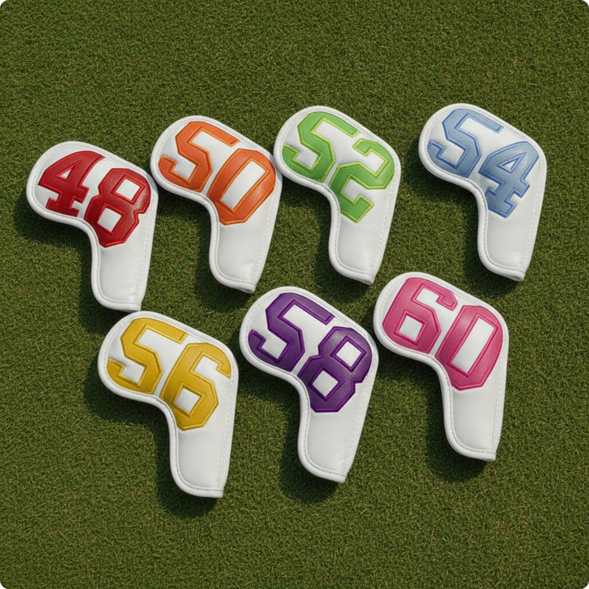 10-Piece Golf Iron Head Covers – PU Synthetic Leather Set Golf Iron Head Covers PLUSH Sand Wedge Cover 2