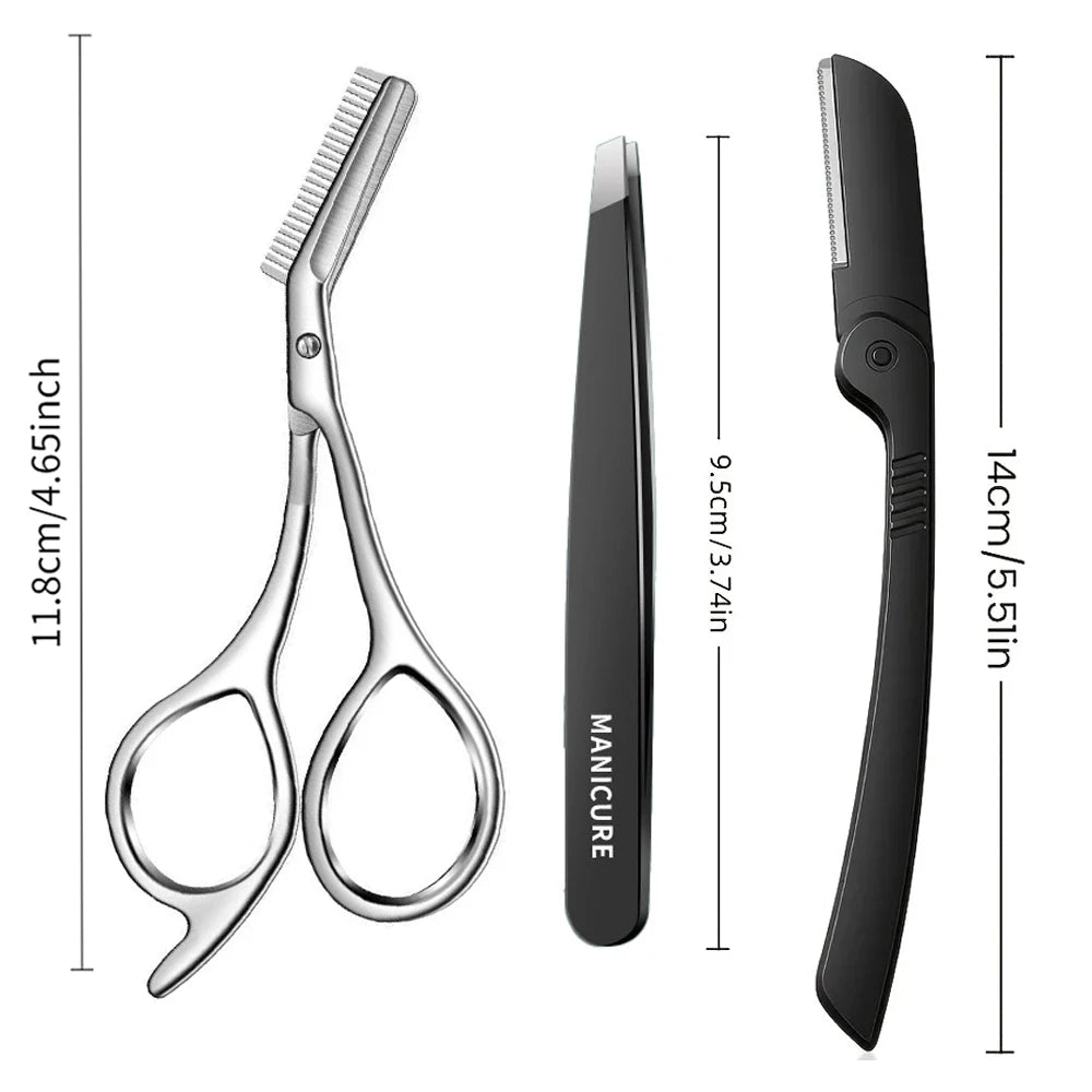 Stainless Steel Eyebrow Scissors with Comb | Hypoallergenic Eyebrow Grooming Scissors PLUSH