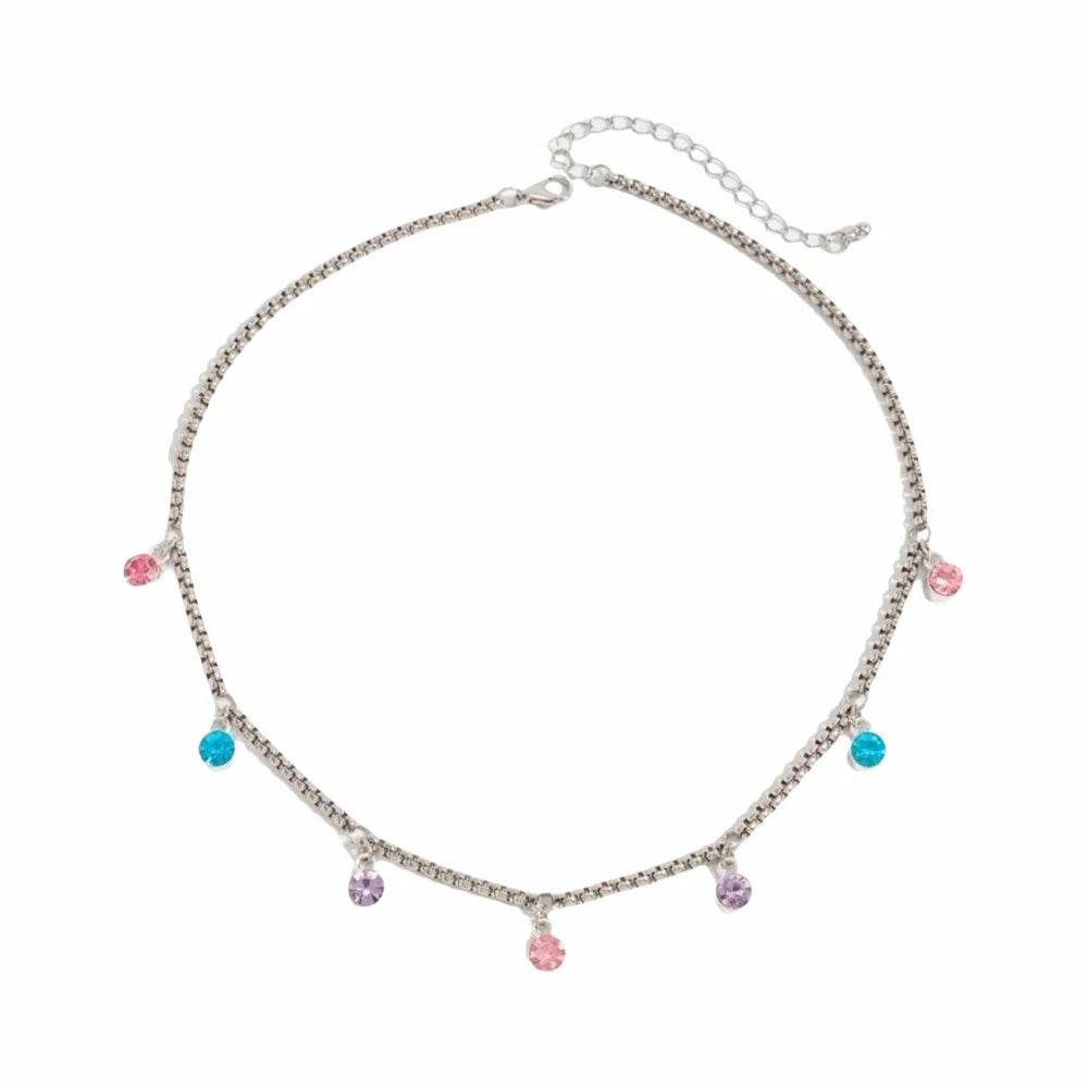 Y2K Rhinestone Choker Necklace & Ring Set – Imitation Pearl Jewelry Set PLUSH Necklace B