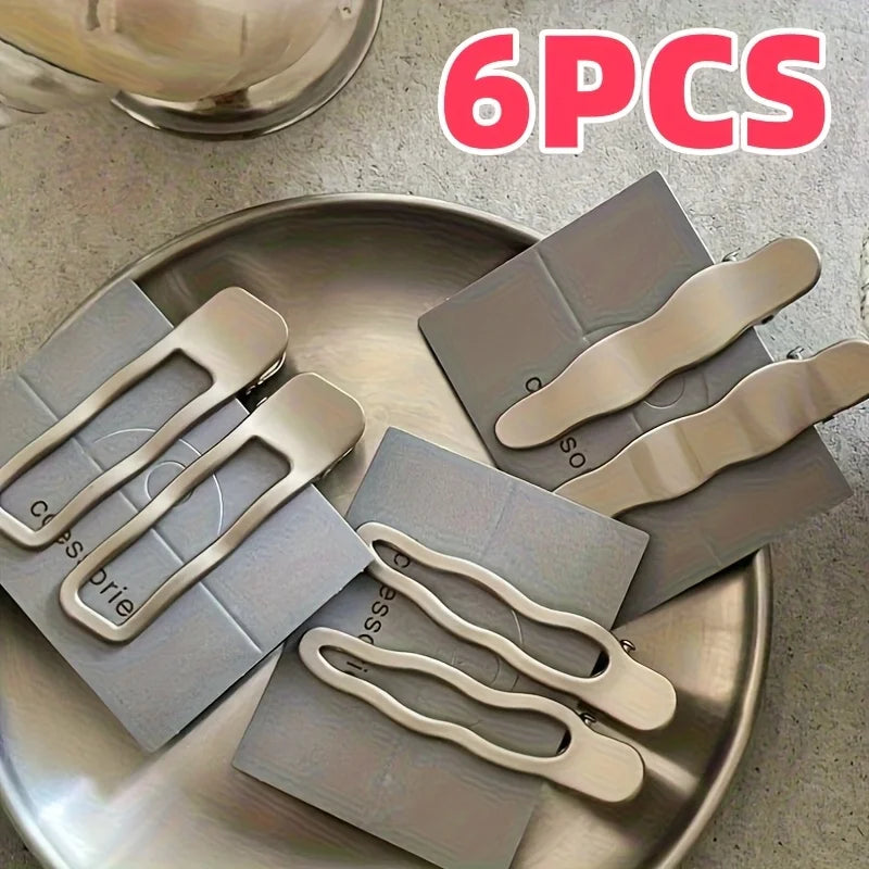 6pcs Silver Hair Clips – Wave, Geometric & Droplet Barrettes Hair Clips Barrettes PLUSH 6pcs XXS