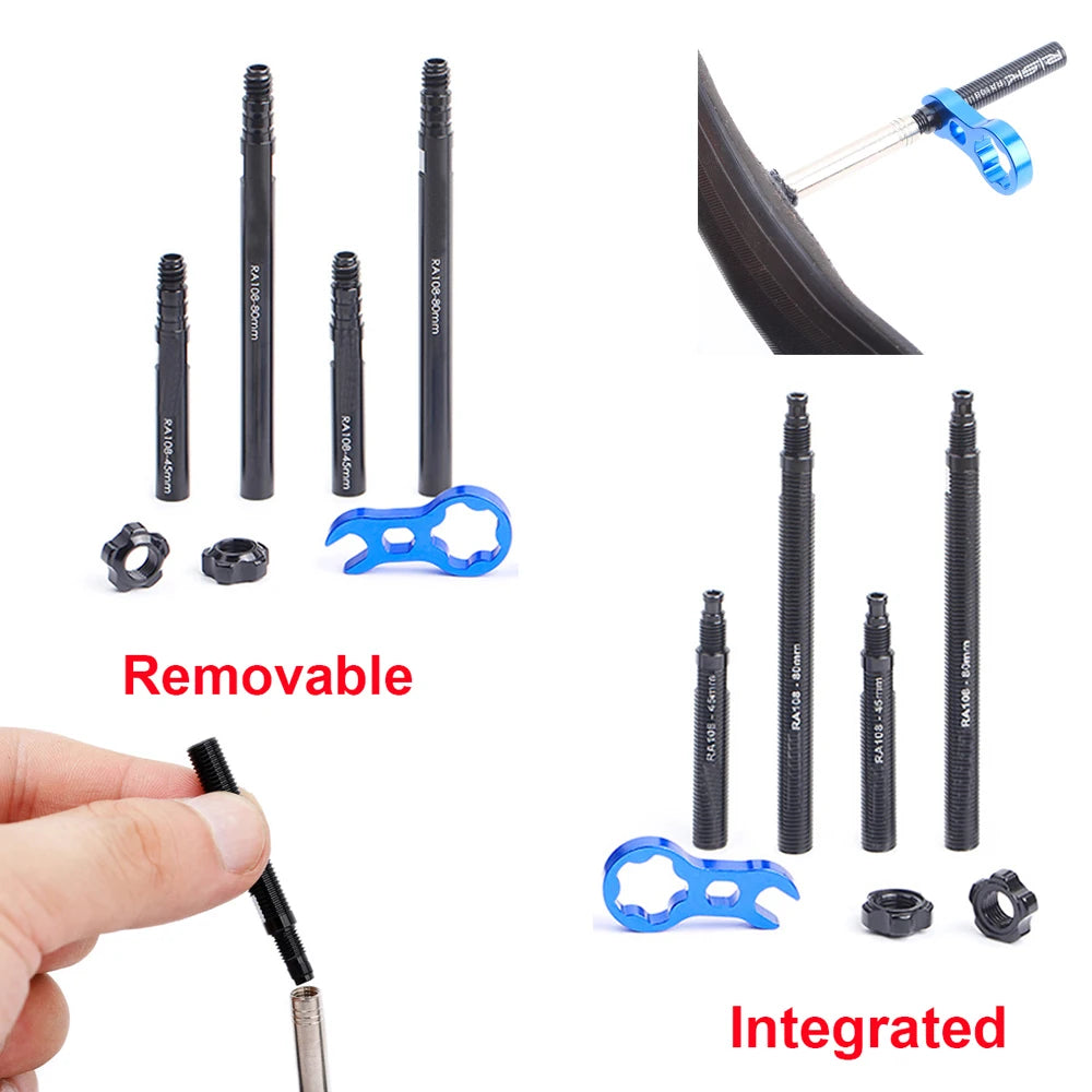 Presta Valve Extender Aluminum Alloy 45mm 80mm – 2pcs + Wrench Bike Valve Extender PLUSH