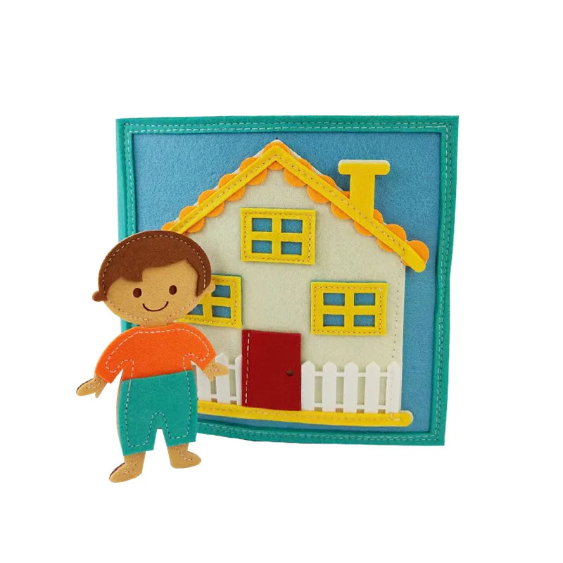 Kids Busy Board Pink House – Preschool Learning Toy Ages 3–6 Kids Activity Board PLUSH Blue House