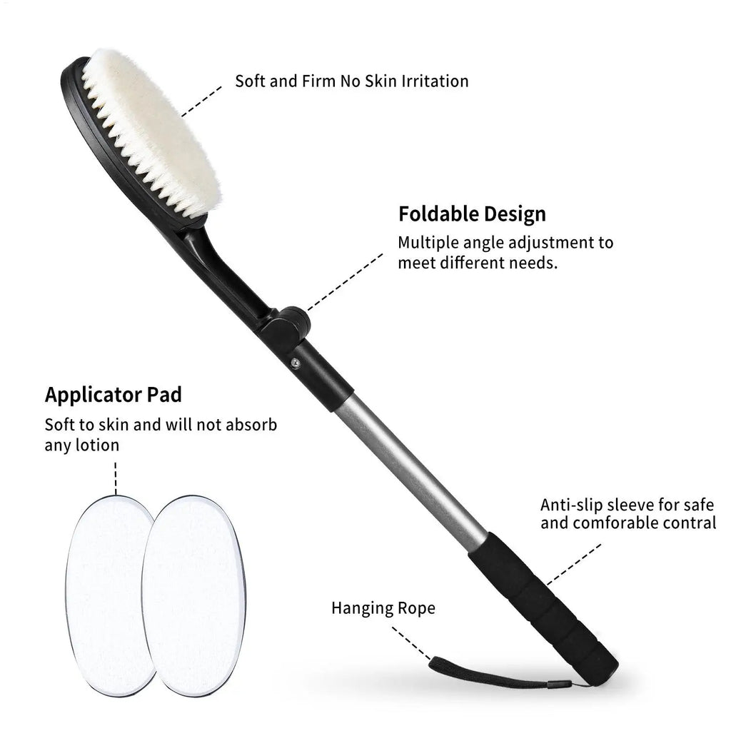 Foldable Long Handle Back Scrubber & Bath Brush for Shower Back Scrubber Brush PLUSH
