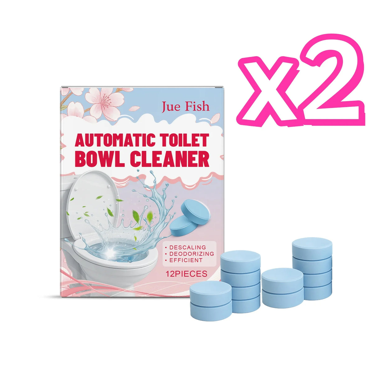Toilet Cleaning Effervescent Tablets 12pc – Deodorizing Cleaner Toilet Cleaning Tablets PLUSH 12pcs in boxed x 2
