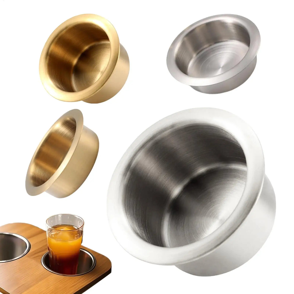 Stainless Steel Recessed Cup Holder Insert – Car Boat Truck Recessed Cup Holder PLUSH