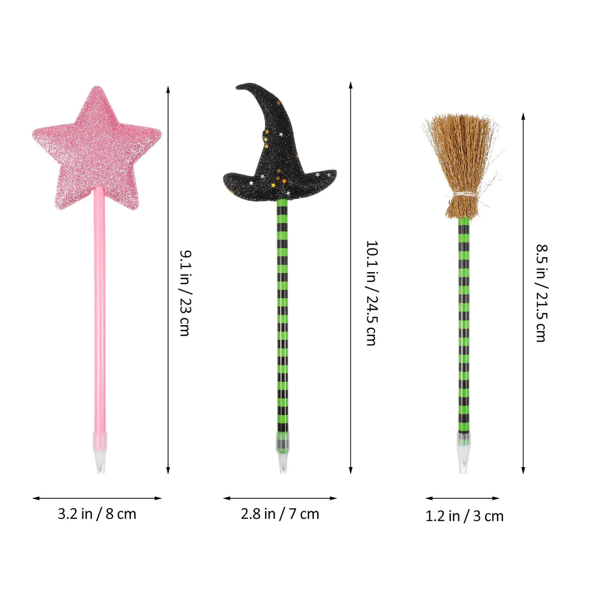 18pcs Holiday Ballpoint Pens – Witch Hat, Broomstick & Star Novelty Ballpoint Pens PLUSH