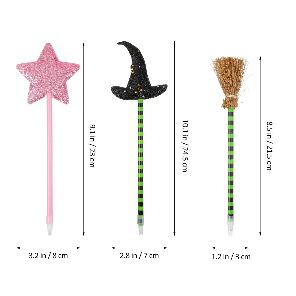 18pcs Holiday Novelty Ballpoint Pens – Witch, Broomstick & Star Novelty Ballpoint Pens PLUSH