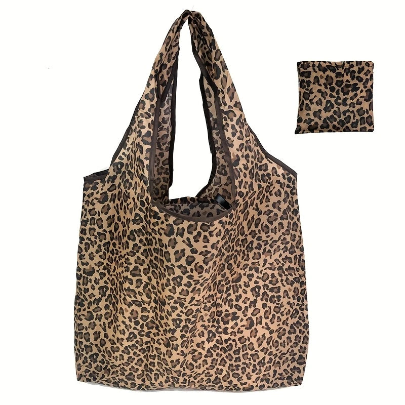 Large Leopard Print Foldable Tote Bag for Women | Shopping Bag Foldable Tote Bag PLUSH