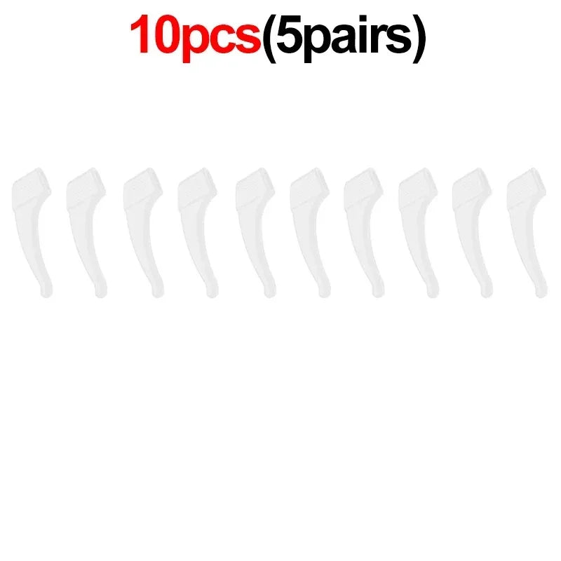 Silicone Anti-Slip Ear Hook Grips for Glasses & Sunglasses Eyewear Accessories PLUSH White 5pairs