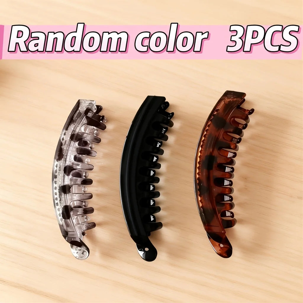 3-Pack Large Banana Hair Clips with Comb Teeth – Anti-Slip Banana Hair Clips PLUSH Random color 3pcs