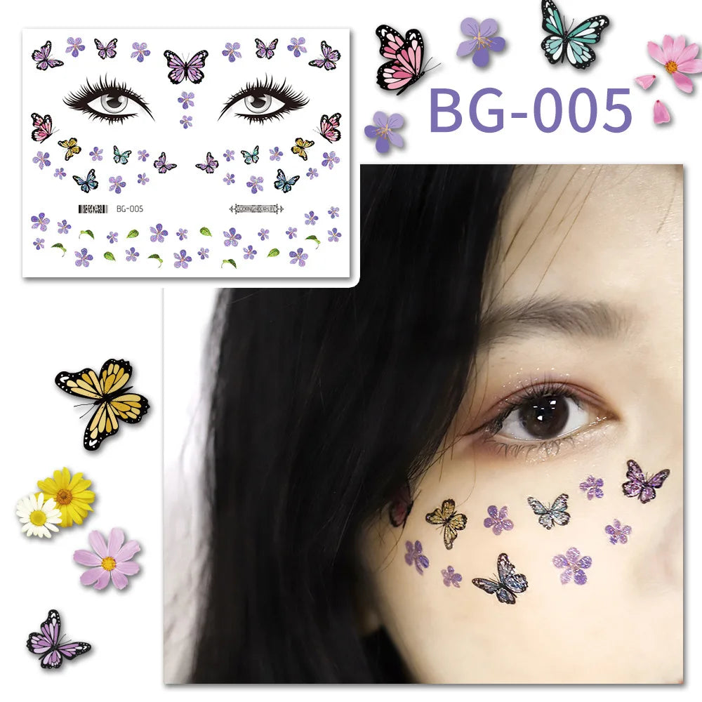 Purple Fairy Butterfly Glitter Temporary Tattoo Stickers