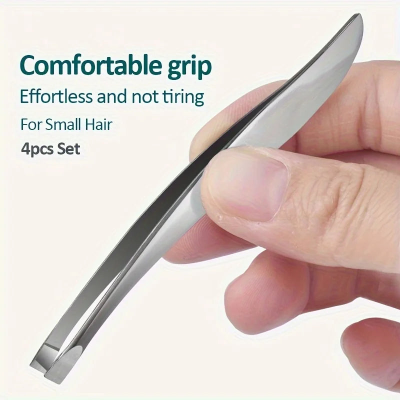 Stainless Steel Precision Tweezers Set – Eyebrow & Facial Hair Precision Tweezers Set PLUSH