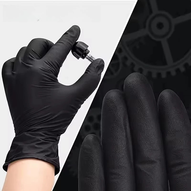 Black Nitrile Disposable Gloves 10–100pcs | S M L XL Disposable Nitrile Gloves PLUSH