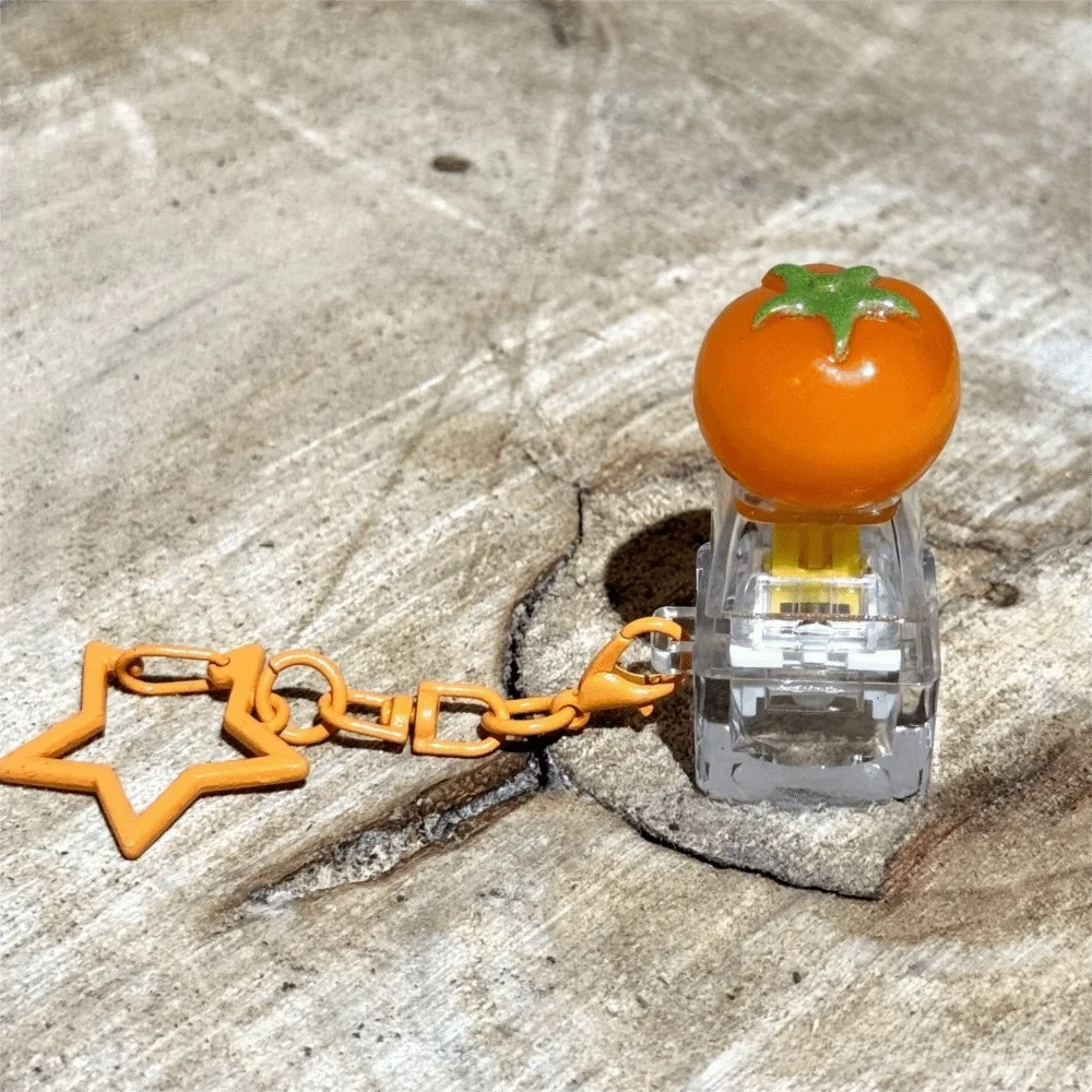 Fruit Fidget Keycap Keychain | Soft Glow Silent Press Fidget Keychain PLUSH Orange tomato With lights