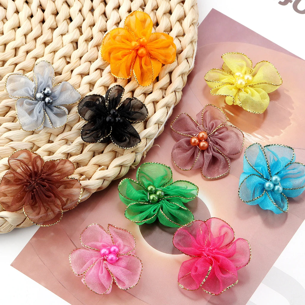 20pcs Chiffon Fabric Flowers – Colorful Blossom Craft Decor Fabric Craft Flowers PLUSH