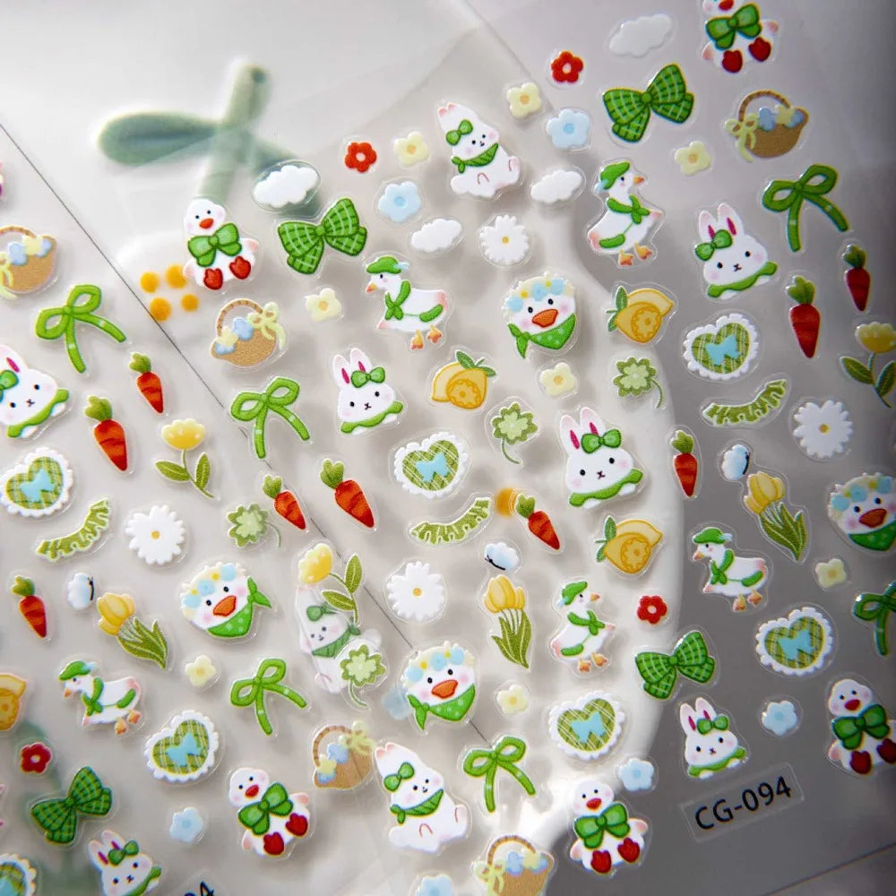 Spring Nail Art Stickers – Bunny, Duck, Bow & Floral Decals Nail Art Stickers PLUSH