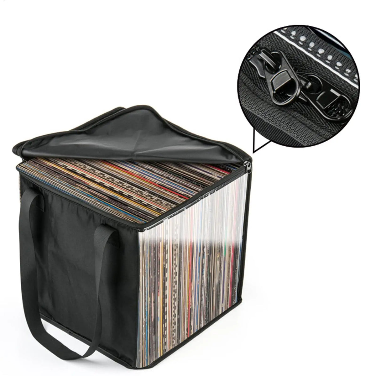 Clear Vinyl Record Carrying Bag – Holds 50 Albums with Lid Vinyl Record Storage Bag PLUSH