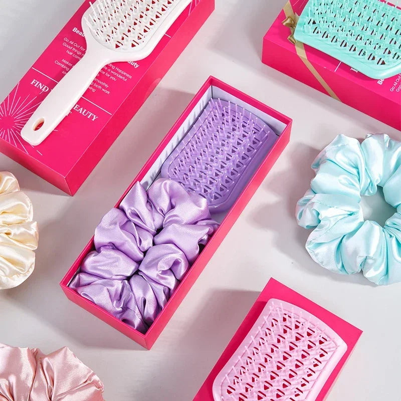 Hollow Comb & Velvet Headband Gift Box Set – Unisex Hair Accessory Gift Set PLUSH