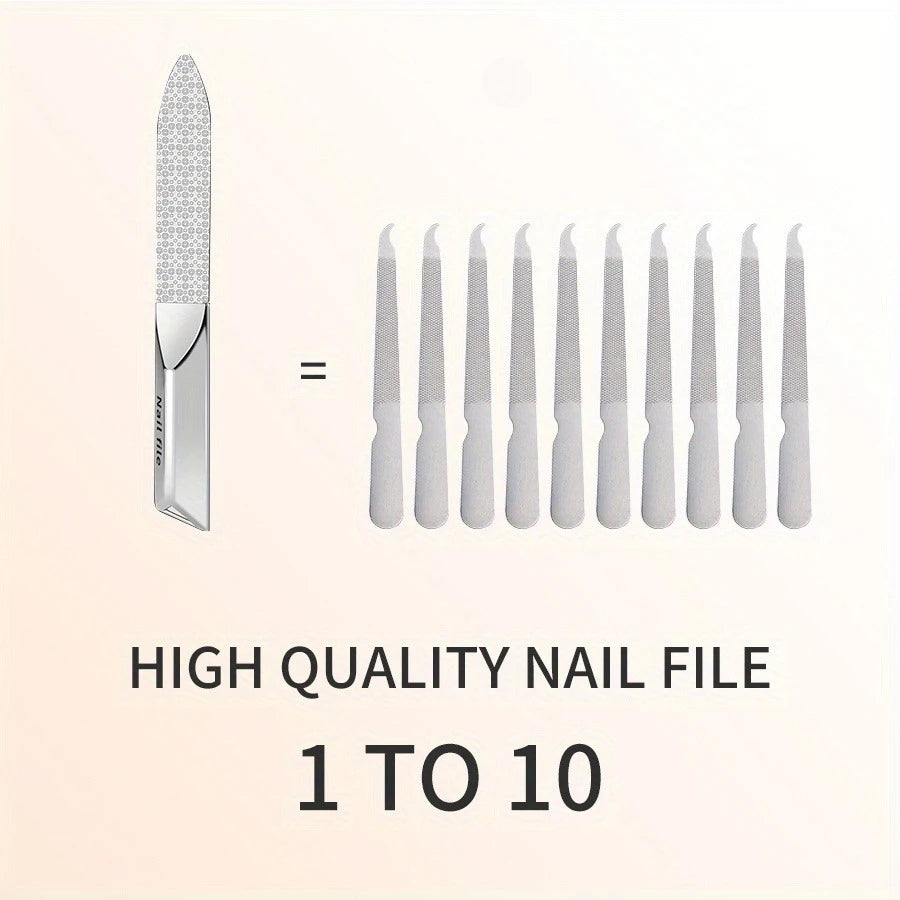 Ouriner Double-Sided Stainless Steel Nail File with Storage Case Nail File PLUSH