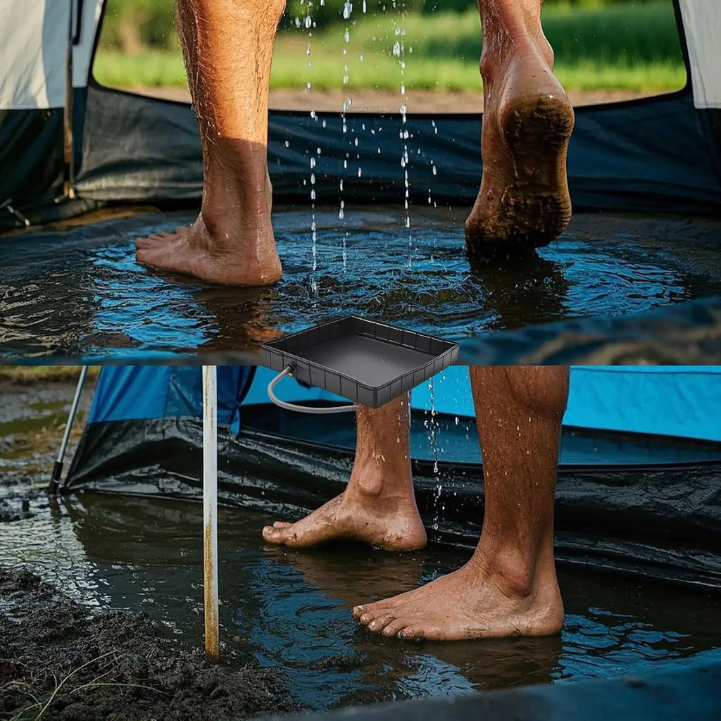 Portable Outdoor Shower Tray 104cm PVC Water Collection Pool Portable Shower Tray PLUSH