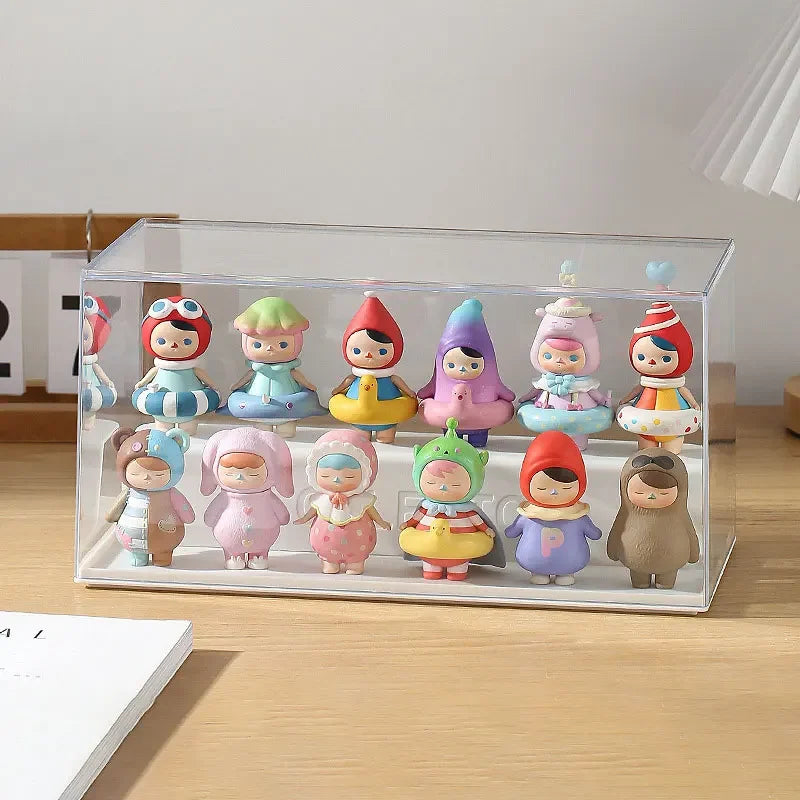 Stackable Acrylic Display Case for Anime Figures & Blind Boxes Acrylic Display Case PLUSH White double-layer