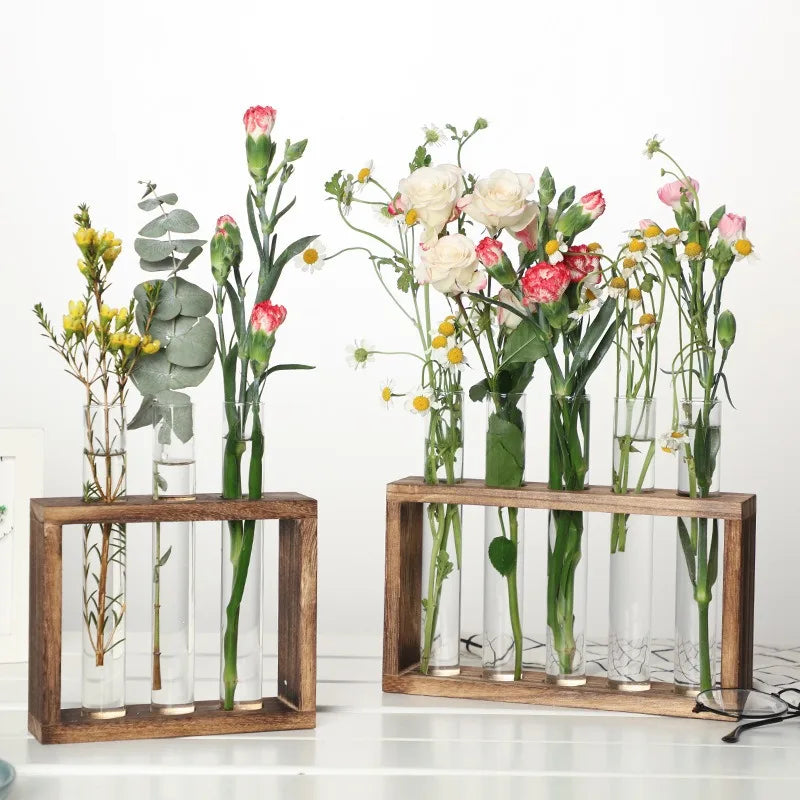 Hydroponic Test Tube Vase Set – Glass Planter Home Decor Glass Planter Vase PLUSH