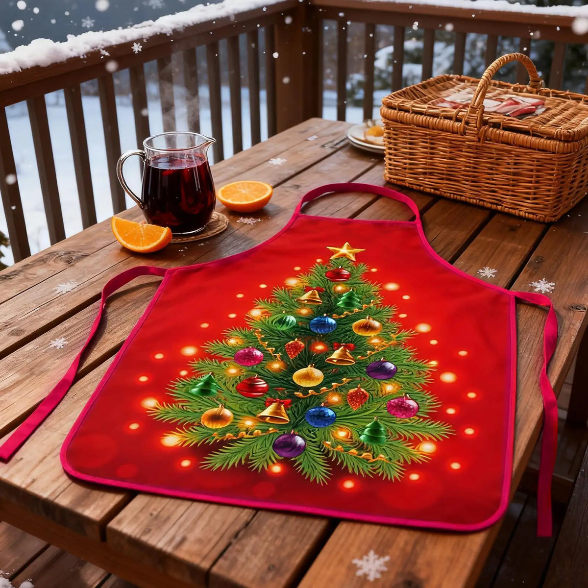 Christmas Apron Santa & Tree Design – Waterproof Holiday Cooking Holiday Cooking Apron PLUSH