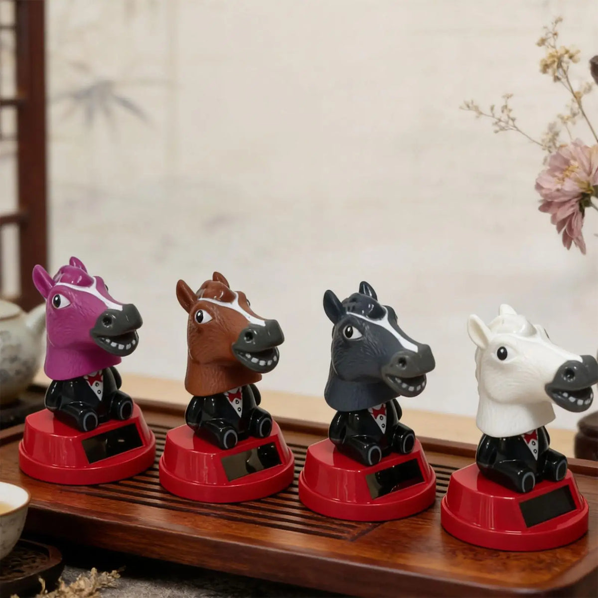 Solar Horse Bobblehead Car Dashboard Ornament | Shaking Figurine Car Dashboard Ornament PLUSH