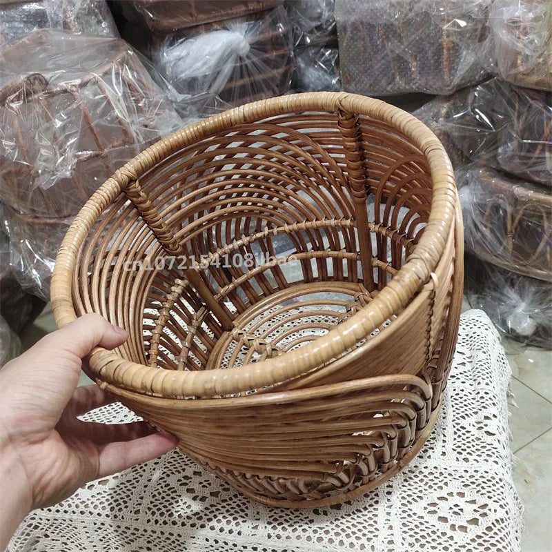 Newborn Rattan Basket Chair Photography Prop – 0-6M Infant Newborn Photography Prop PLUSH 1