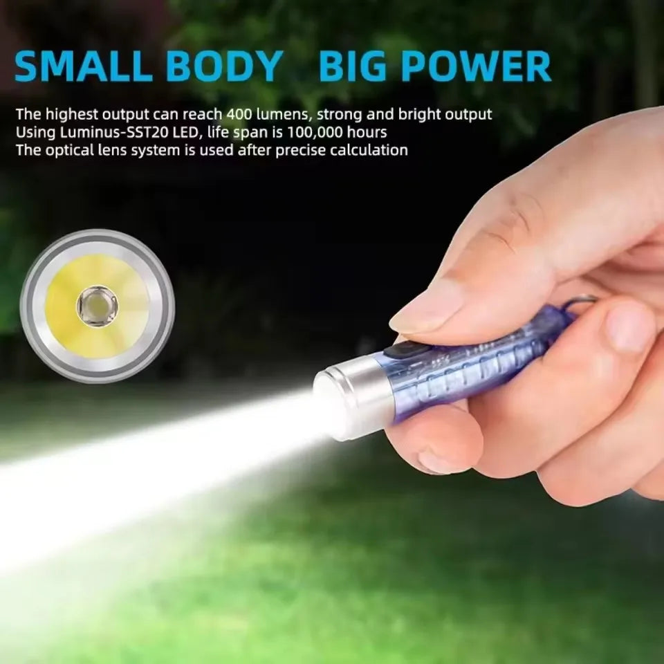 Rechargeable Mini Keychain Flashlight 10 Modes Magnetic Base Keychain Flashlight PLUSH