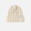 Twist Knit Beanie – Unisex Winter Warm Cotton Hat Knit Beanie Hat PLUSH White-1PCS