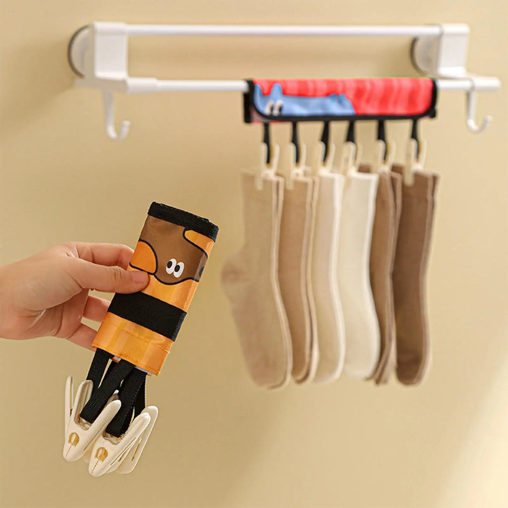 Portable Foldable Travel Clothes Hanger – 6 Clip Dryer Travel Clothes Hanger PLUSH