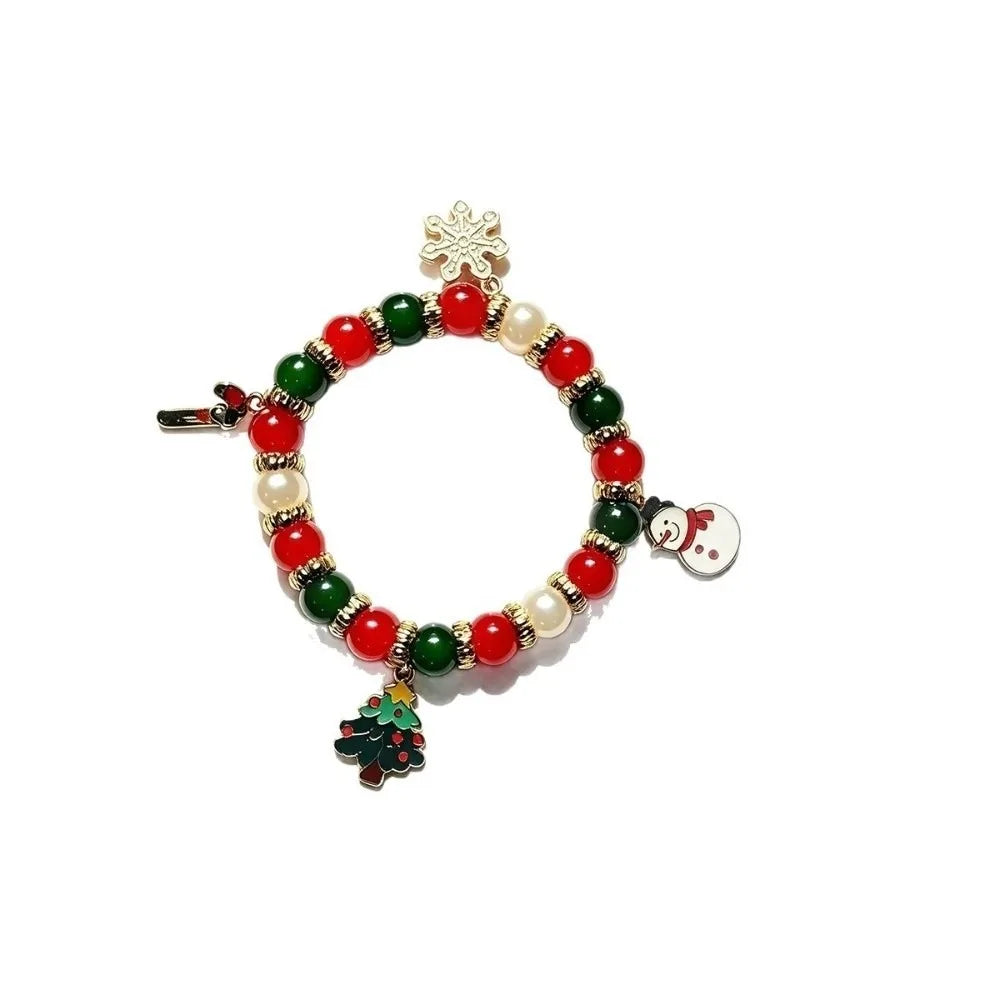 Christmas Beaded Charm Bracelet – Snowman Santa Snowflake Charm Bracelet PLUSH style2