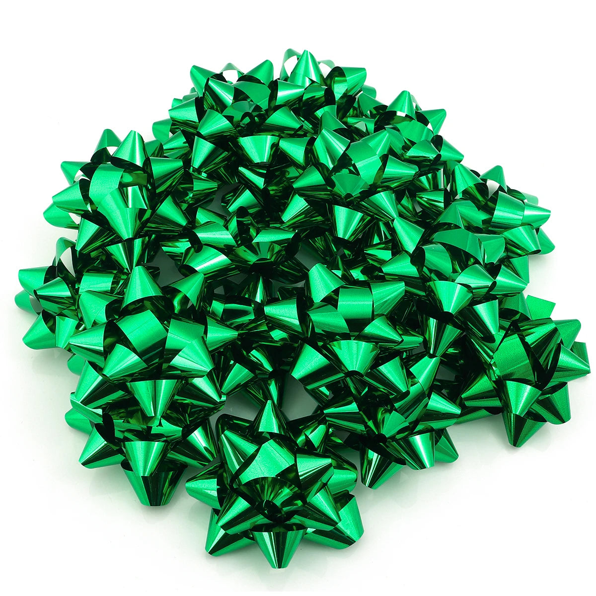 20pcs Self-Adhesive Ribbon Bows Star Flower Gift Wrapping Ribbon Gift Bows PLUSH green 3.8cm