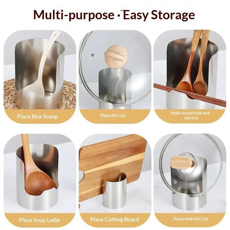 Stainless Steel Spoon & Spatula Holder – 2-in-1 Utensil Rack Utensil Holder Rack PLUSH