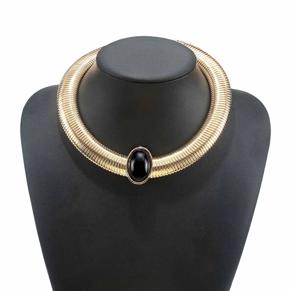 Chunky Snake Chain Choker Necklace – Gold & Silver Bohemian Choker Necklace PLUSH