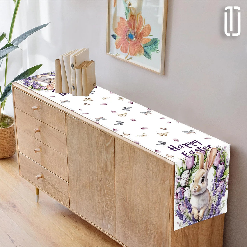 Easter Table Runner – Rabbit & Lavender Print | 3 Sizes Holiday Table Runner PLUSH