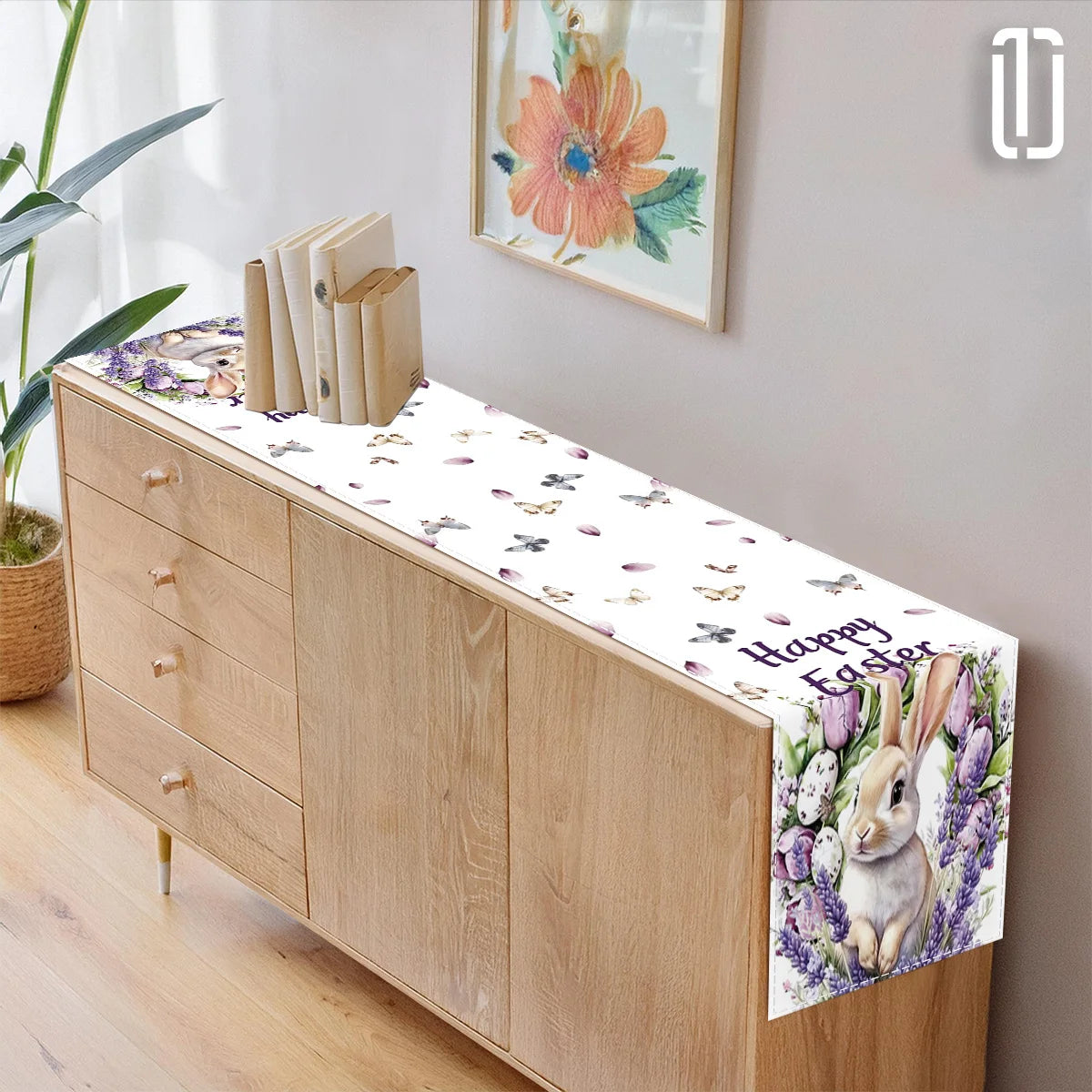 Easter Table Runner – Rabbit & Lavender Print | 3 Sizes Holiday Table Runner PLUSH