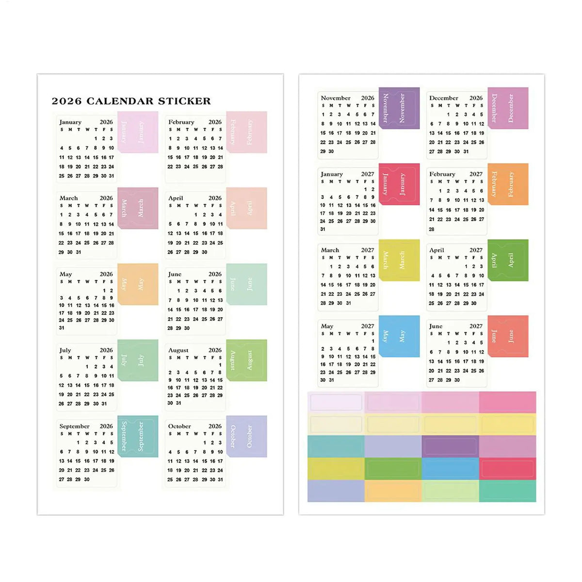 2026 Monthly Calendar Planner Stickers – Journal & Scrapbook Planner Sticker Labels PLUSH