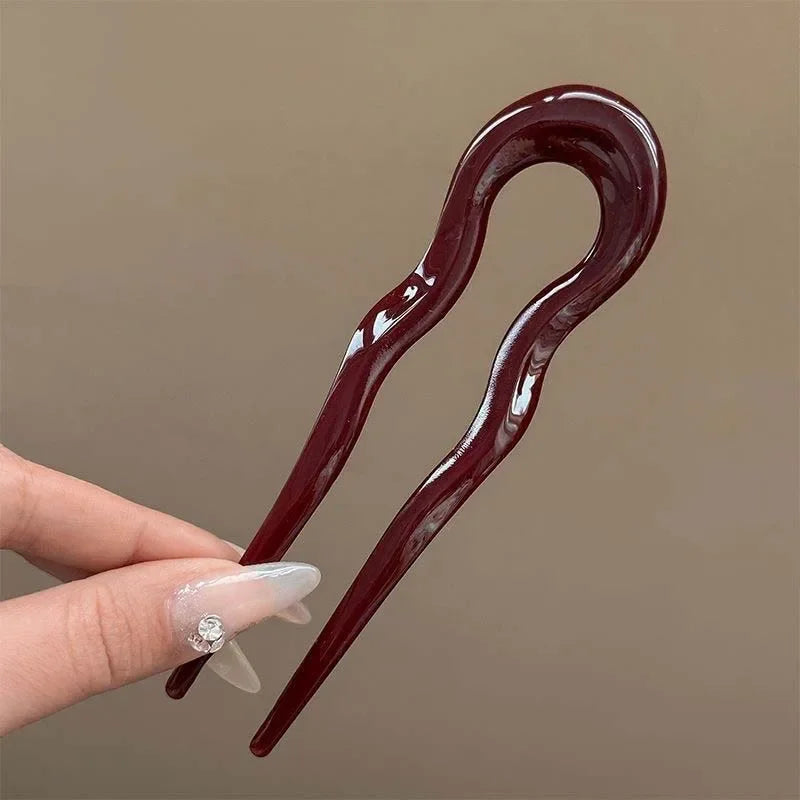 U-Shaped Tortoiseshell Acetate Hair Fork | Geometric Hair Stick Hair Fork PLUSH 02