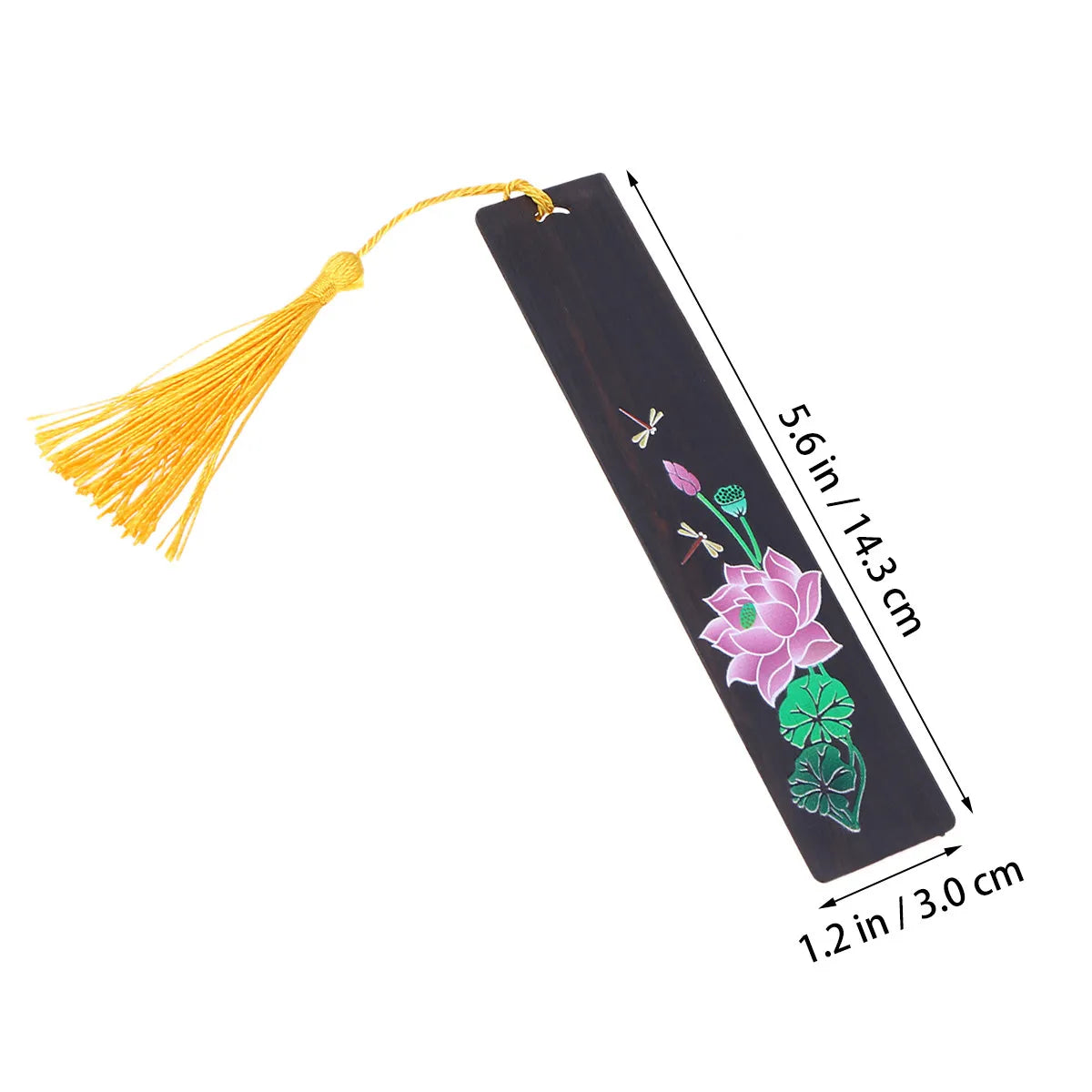 2Pcs Chinese Wooden Bookmarks Handmade Dragonfly & Tassel Decorative Bookmark Set PLUSH