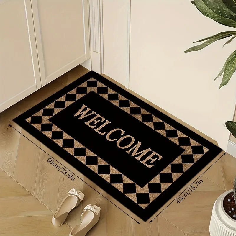 Non-Slip Welcome Doormat | Machine Washable Polyester Rug Entryway Doormat PLUSH