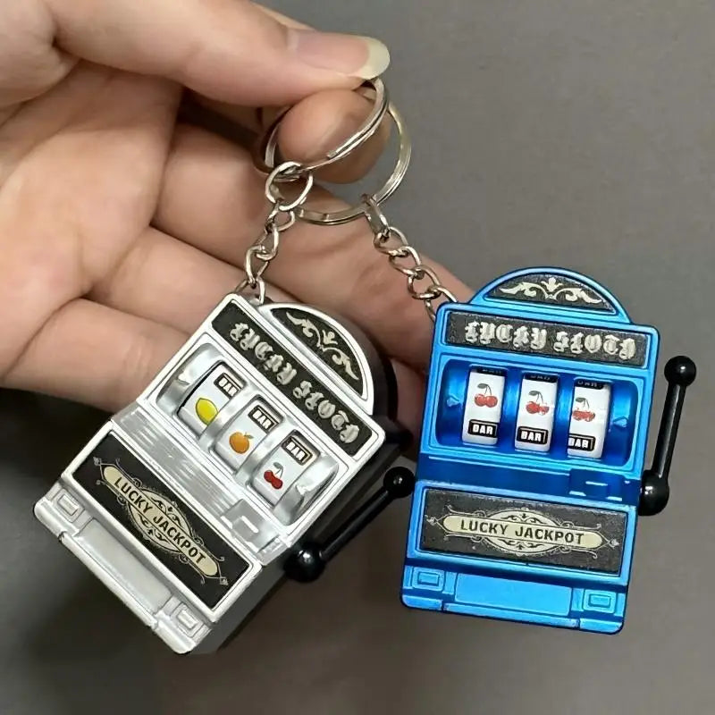Mini Slot Machine Keychain – Lucky Jackpot Pocket Arcade Toy Novelty Keychain Toy PLUSH