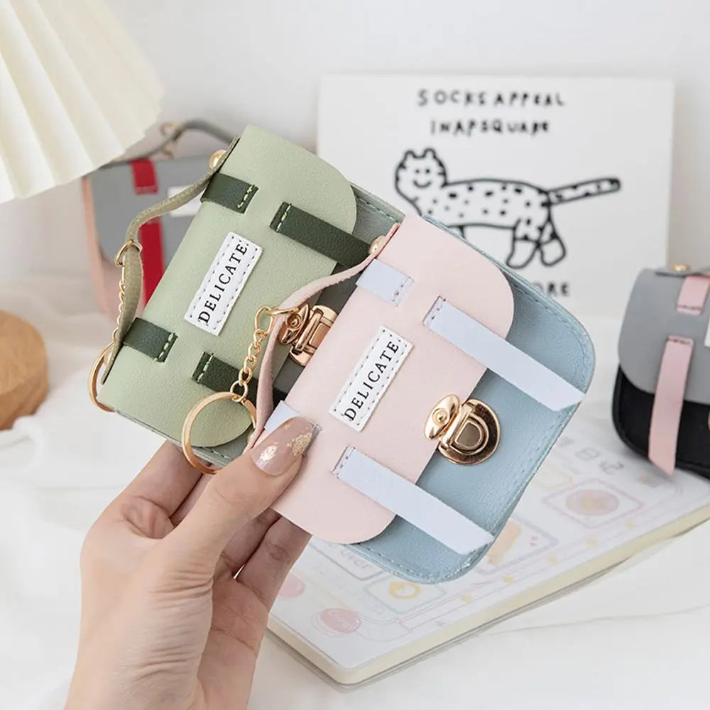Kawaii Keychain Coin Purse – Mini PU Leather Card Storage Bag Keychain Coin Purse PLUSH