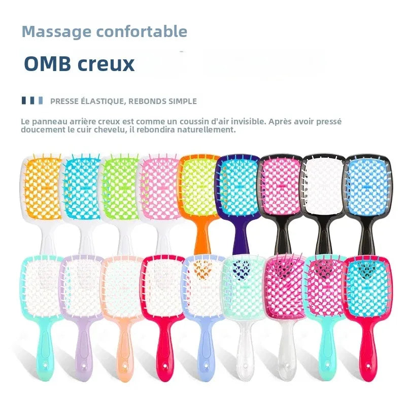 10/20pcs Hollow Out Detangling Hair Comb – Elastic Bristles Detangling Hair Comb PLUSH