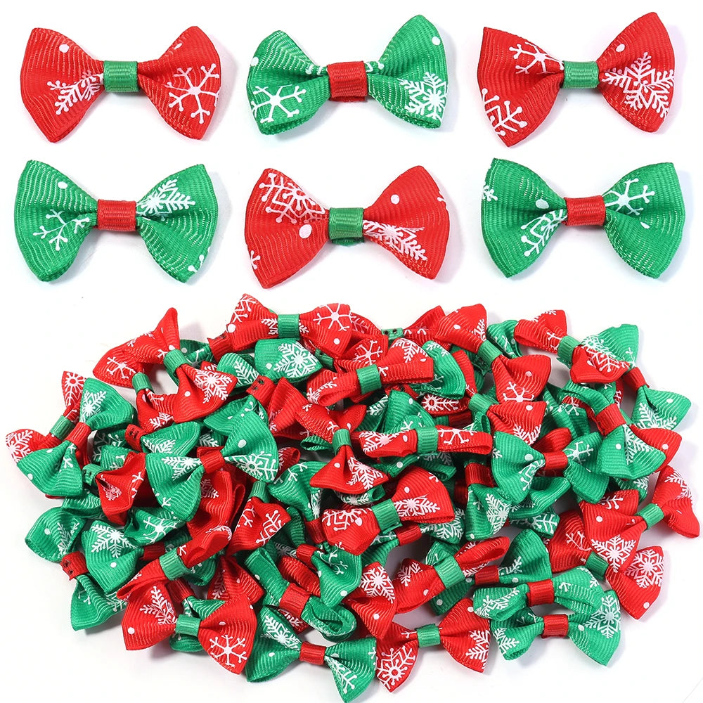 30pcs Christmas Satin Ribbon Bows 2.5x4cm – Handmade Bowknots Ribbon Bows PLUSH