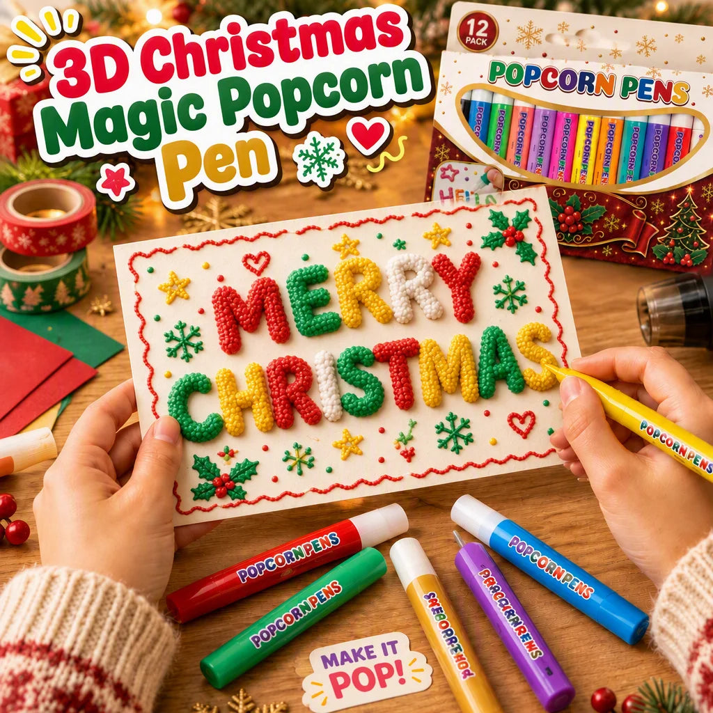 3D Magic Popcorn Pen Set – 12 Color Puff Foam Markers for Kids Kids Craft Marker Set PLUSH