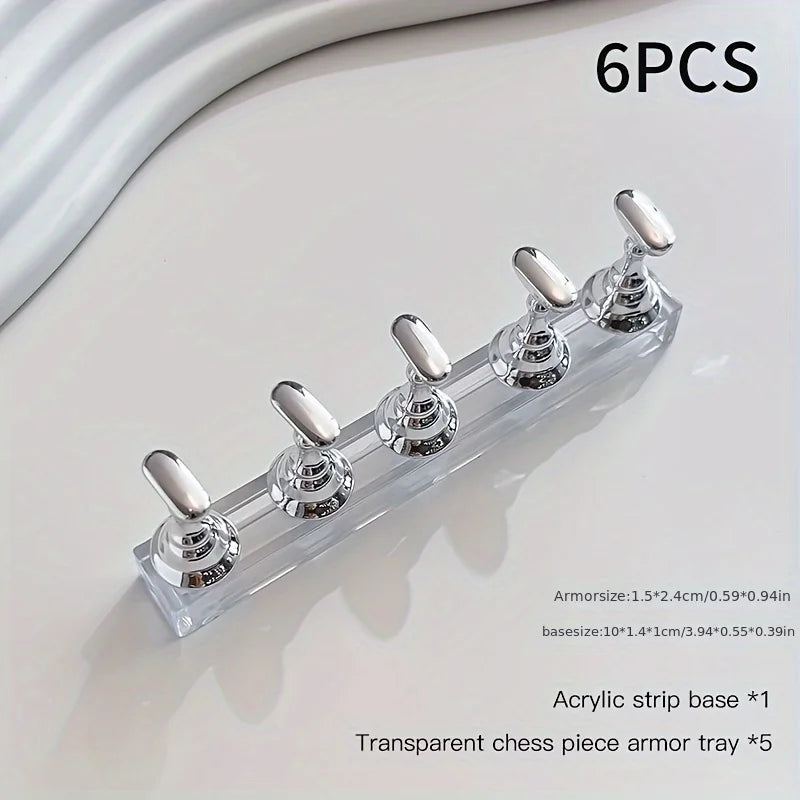 Magnetic Nail Holder Practice Display Stand | Nail Art Tool Nail Art Stand PLUSH Silver set