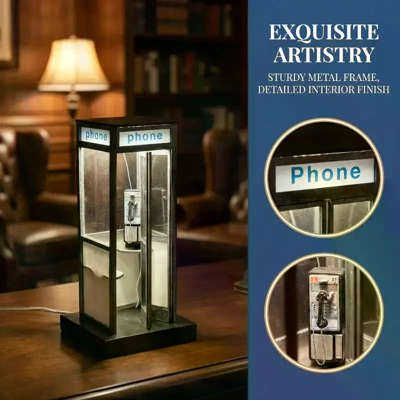 Retro Telephone Booth Table Lamp – Warm LED Night Light Decorative Table Lamp PLUSH